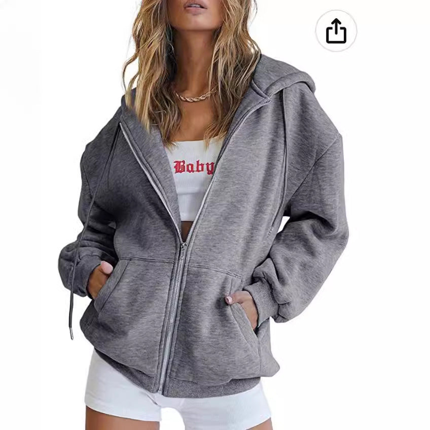 Damer avslappnad hoodie sweatshirt jacka med stor passform Eva Jonsson-Eva Jonsson
