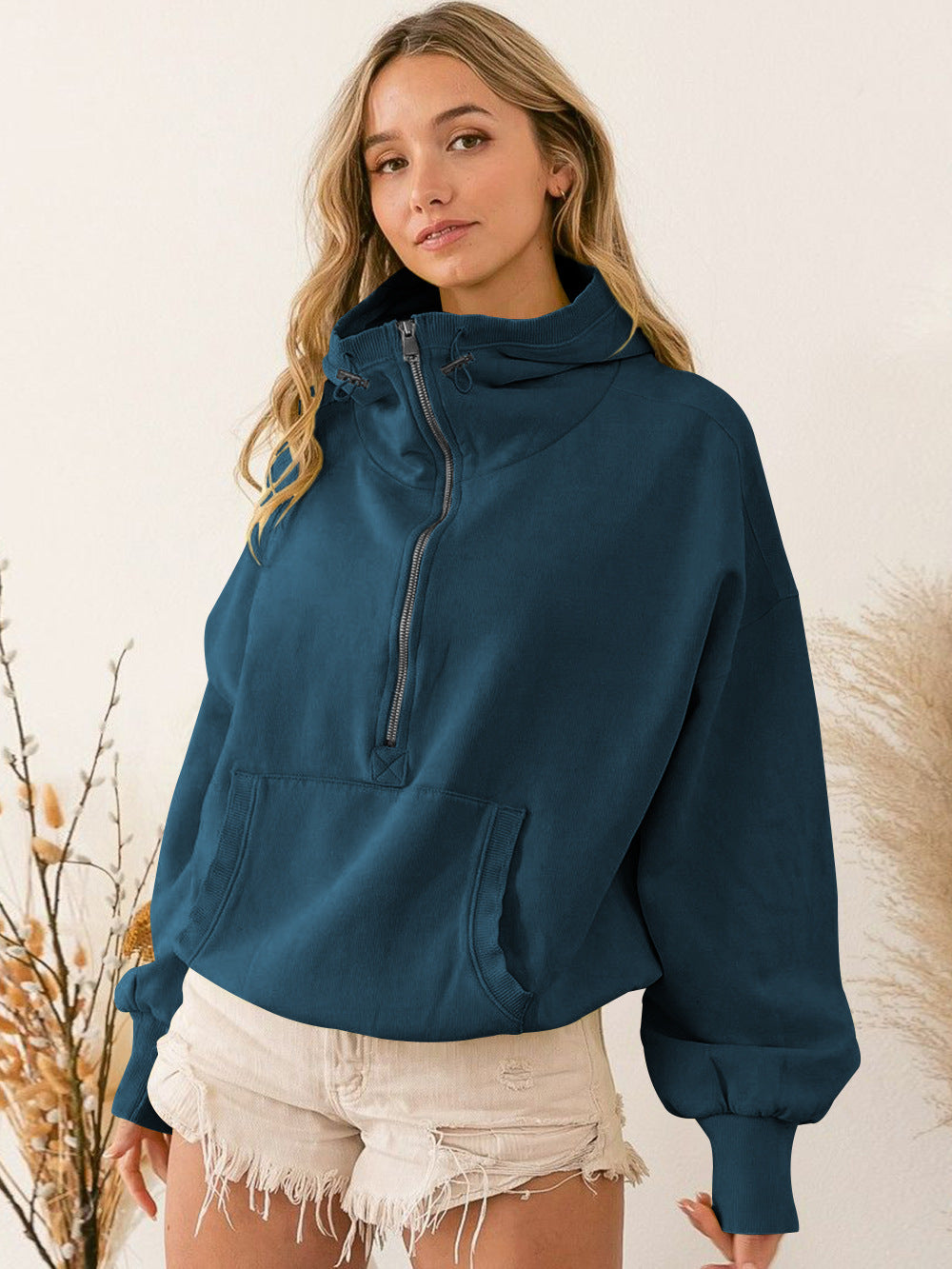 Damer avslappnad hoodies med halv dragkedja Mirla-Eva Jonsson