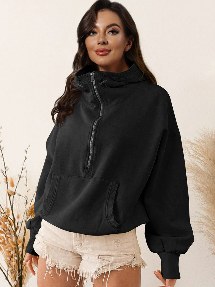Damer avslappnad hoodies med halv dragkedja Mirla-Eva Jonsson