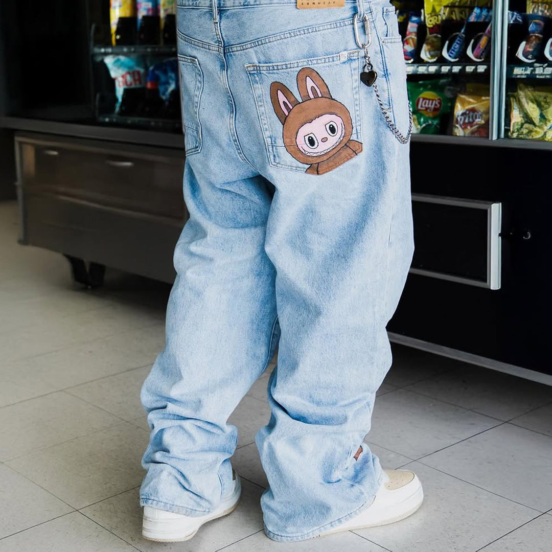 Damer avslappnad jeans med unikt djurmönster Mirla-Eva Jonsson