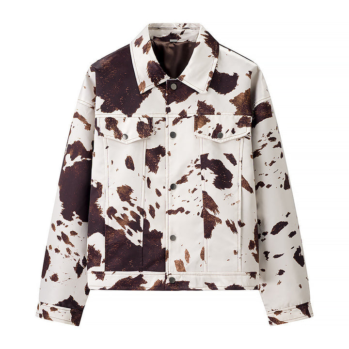 Damer avslappnad jeansjacka i modernt cow-print-design Mirla-Eva Jonsson