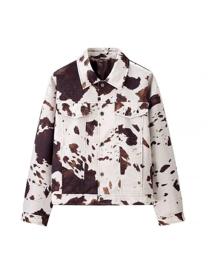 Damer avslappnad jeansjacka i modernt cow-print-design Mirla-Eva Jonsson