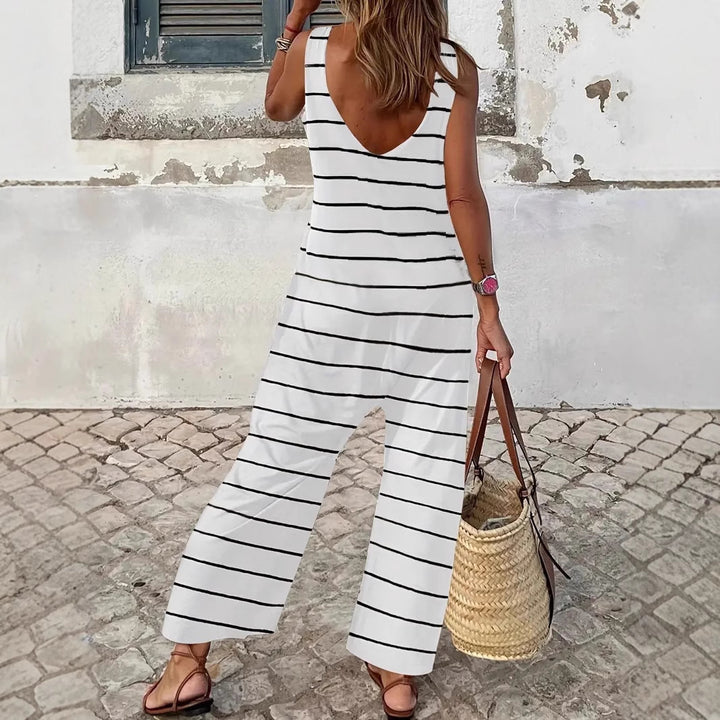 Damer avslappnad jumpsuit med breda ben och klassiskt randigt mönster Mirla-Eva Jonsson