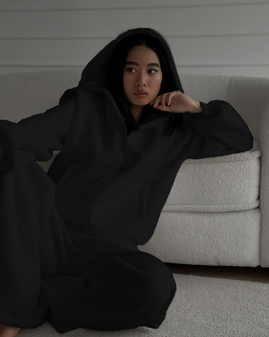 Damer avslappnad jumpsuit med huva och dragkedja Mirla-Eva Jonsson