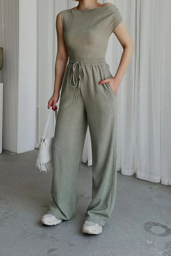 Damer avslappnad jumpsuit med vida ben och bekväm midjeresår Mirla-Eva Jonsson