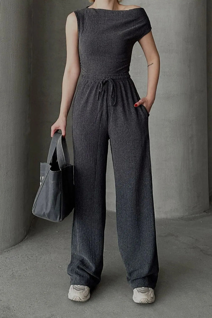 Damer avslappnad jumpsuit med vida ben och bekväm midjeresår Mirla-Eva Jonsson