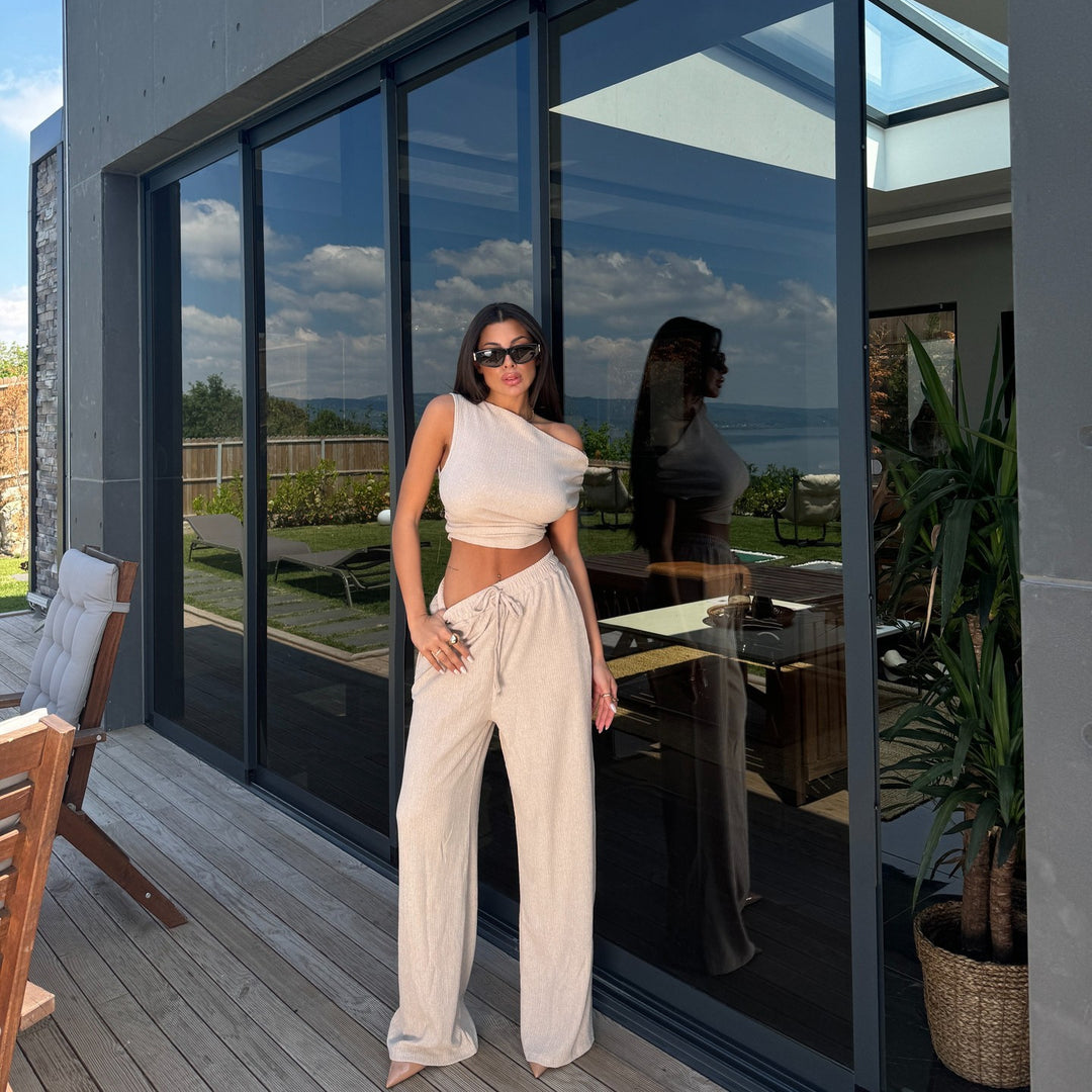 Damer avslappnad jumpsuit med vida ben och bekväm midjeresår Mirla-Eva Jonsson