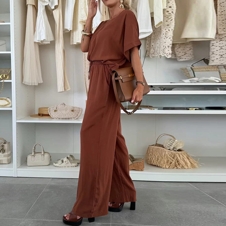 Damer avslappnad jumpsuit med vida ben och elastisk midjeband Mirla-Eva Jonsson