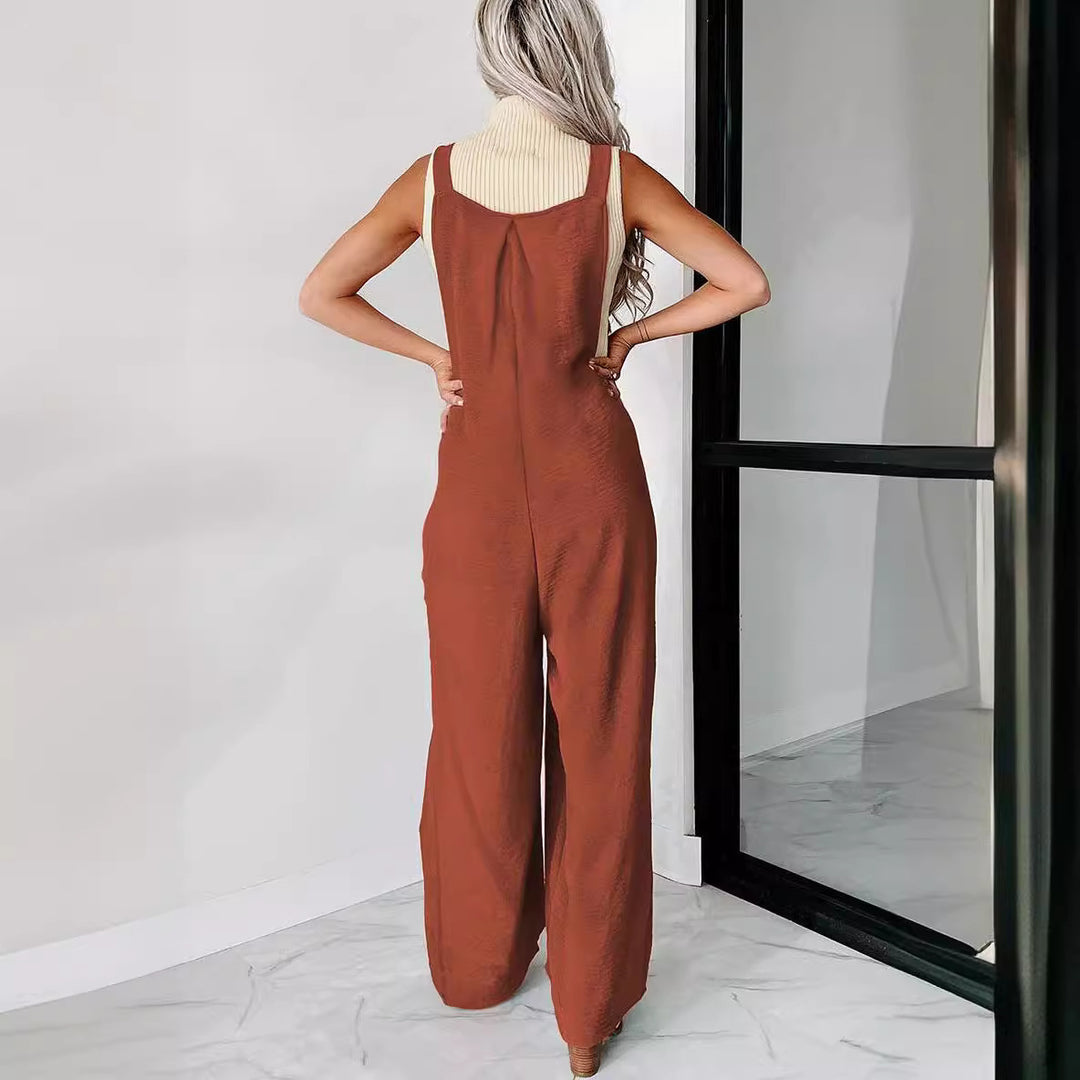 Damer avslappnad jumpsuit med vidskuren ben och dekorativa knapppunkter Eva Jonsson-Eva Jonsson