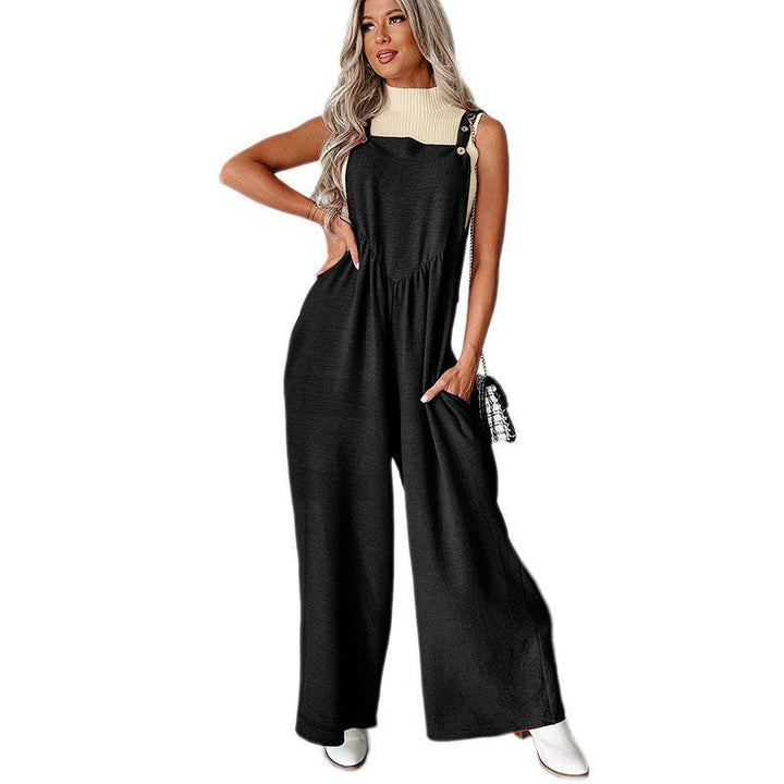 Damer avslappnad jumpsuit med vidskuren ben och dekorativa knapppunkter Eva Jonsson-Eva Jonsson