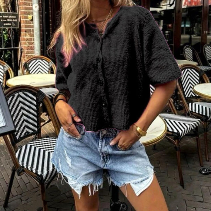 Damer avslappnad kortärmad blus Eva Jonsson-Eva Jonsson