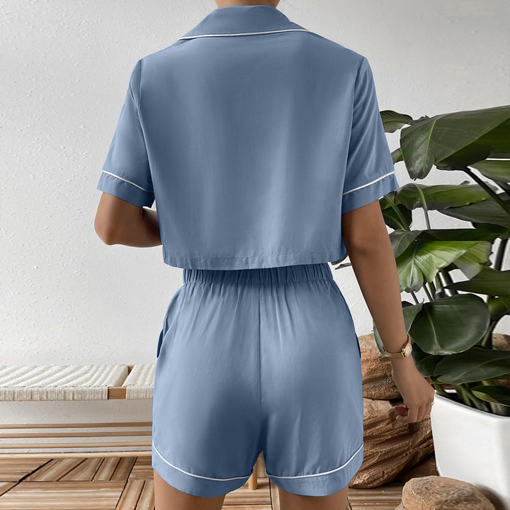 Damer avslappnad kortärmad pyjamas set med elastisk midja Eva Jonsson-Eva Jonsson