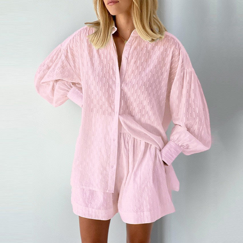 Damer avslappnad kortärmad skjorta och shorts set Mirla-Eva Jonsson