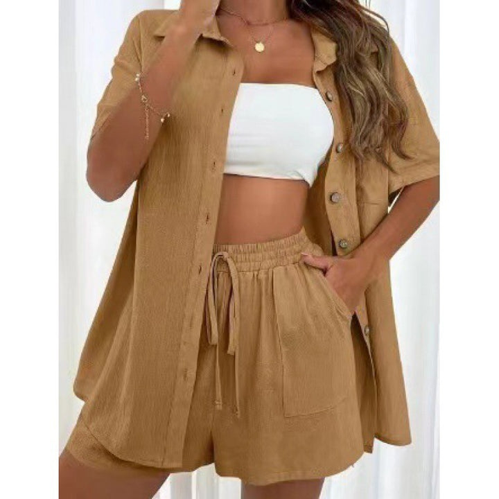 Damer avslappnad kortärmad topp med shorts i avslappnad snitt Mirla-Eva Jonsson