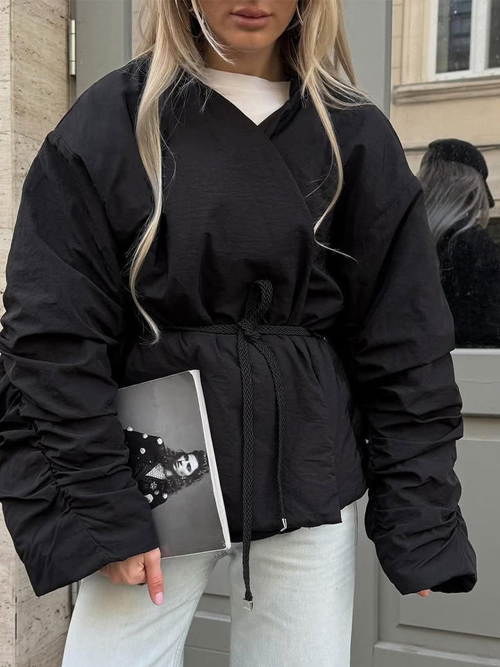Damer avslappnad kortjacka med midjebälte och voluminösa ärmar Mirla-Eva Jonsson