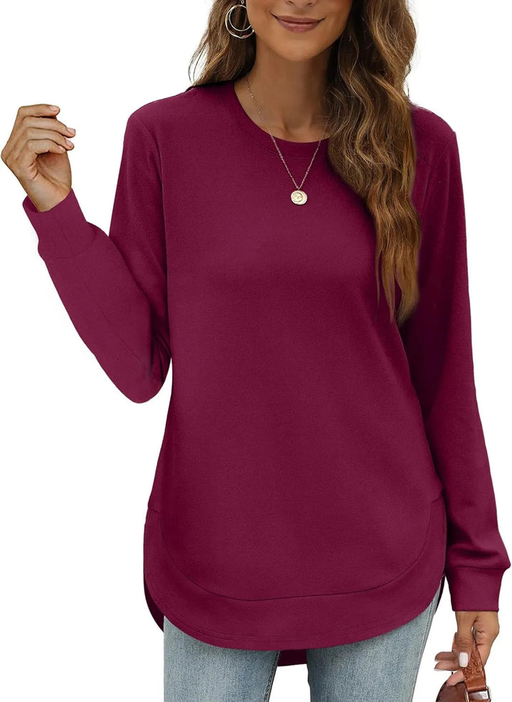 Damer avslappnad långärmad tröja med rundad fåll Eva Jonsson-Eva Jonsson