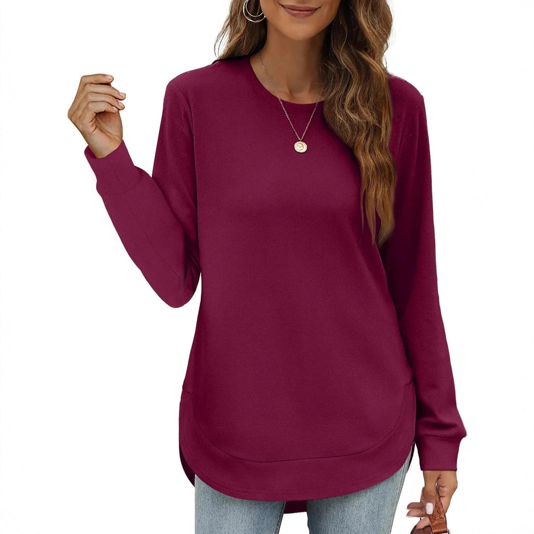 Damer avslappnad långärmad tröja med rundad fåll Eva Jonsson-Eva Jonsson