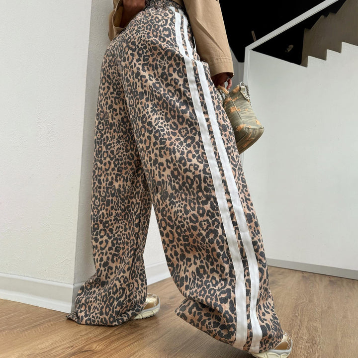 Damer avslappnad leopardmönster palazzo-byxor Mirla-Eva Jonsson