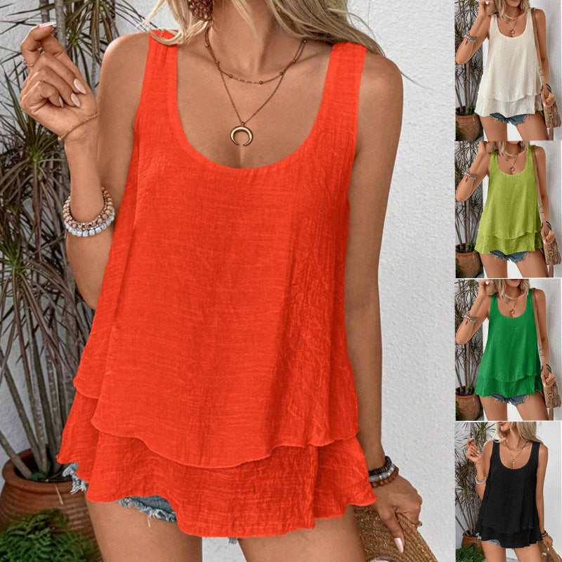 Damer avslappnad linne-topp med vid utskärning Eva Jonsson-Eva Jonsson