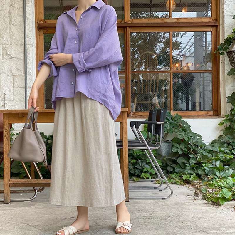 Damer avslappnad linneblus med oversized passform Mirla-Eva Jonsson