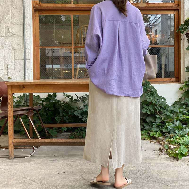 Damer avslappnad linneblus med oversized passform Mirla-Eva Jonsson