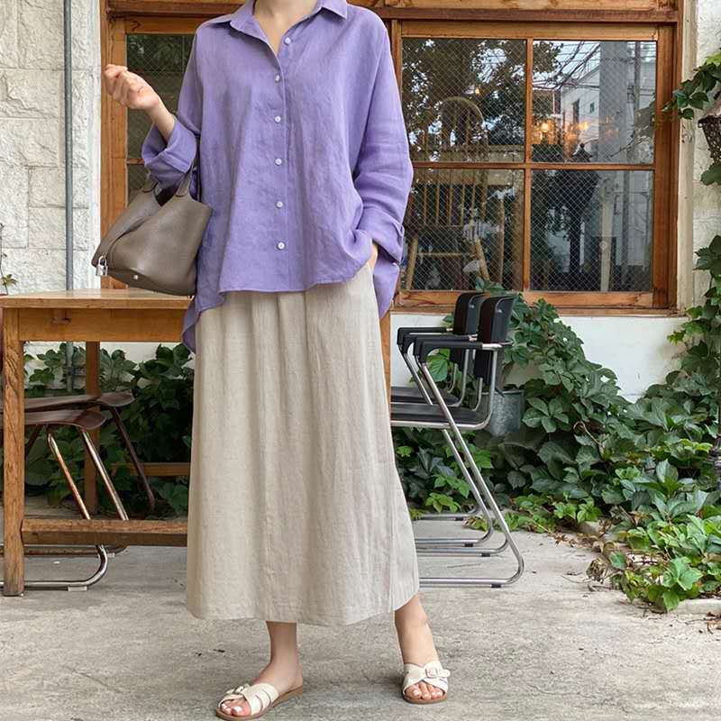 Damer avslappnad linneblus med oversized passform Mirla-Eva Jonsson