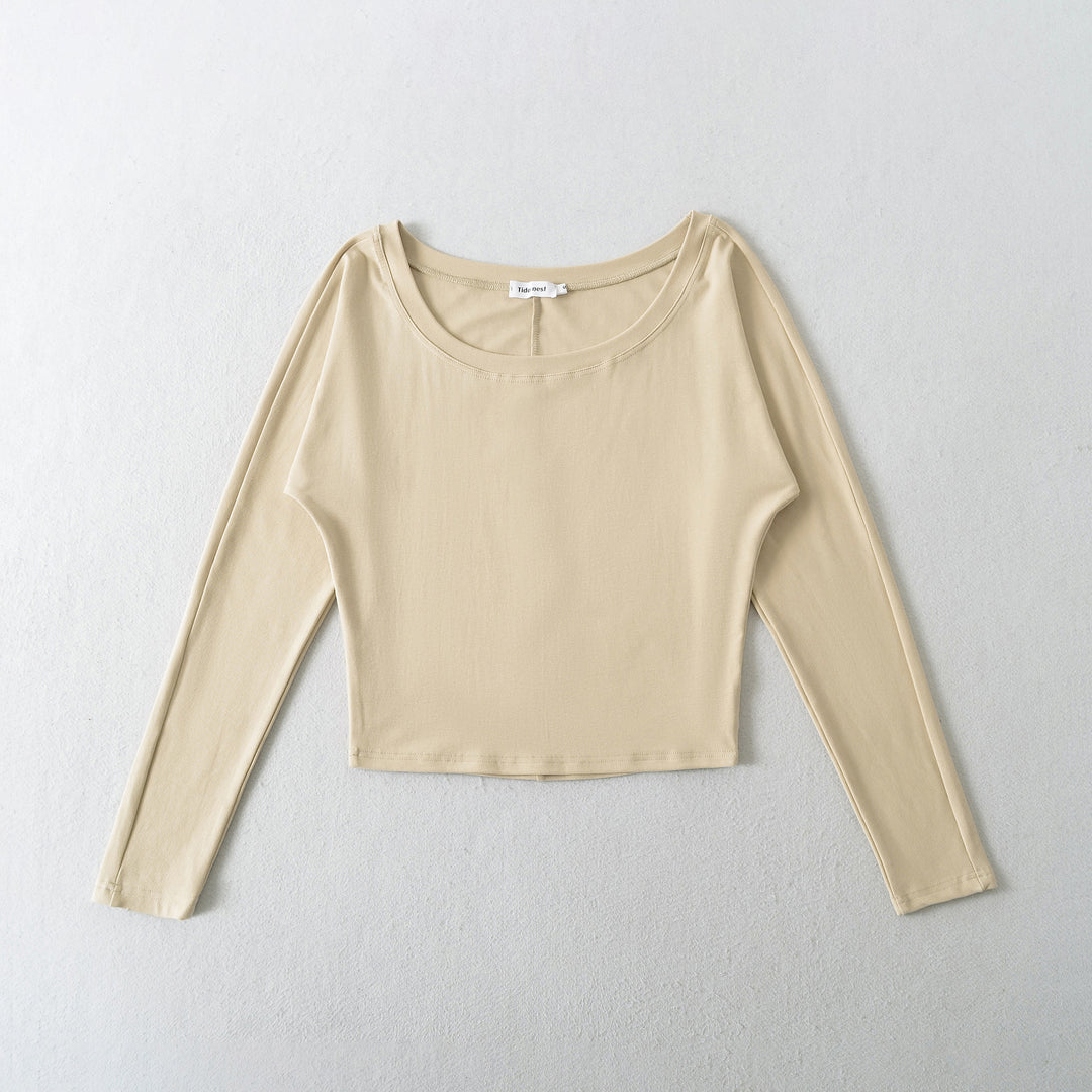 Damer avslappnad longsleeve-top med asymmetrisk skärning Mirla-Eva Jonsson