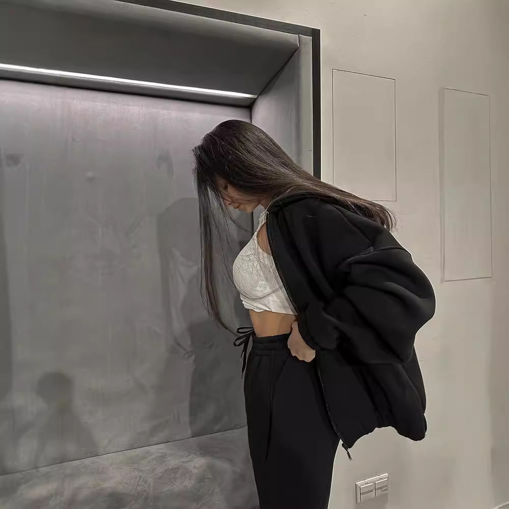 Damer avslappnad loungewear-set med huva och elastisk midja Mirla-Eva Jonsson