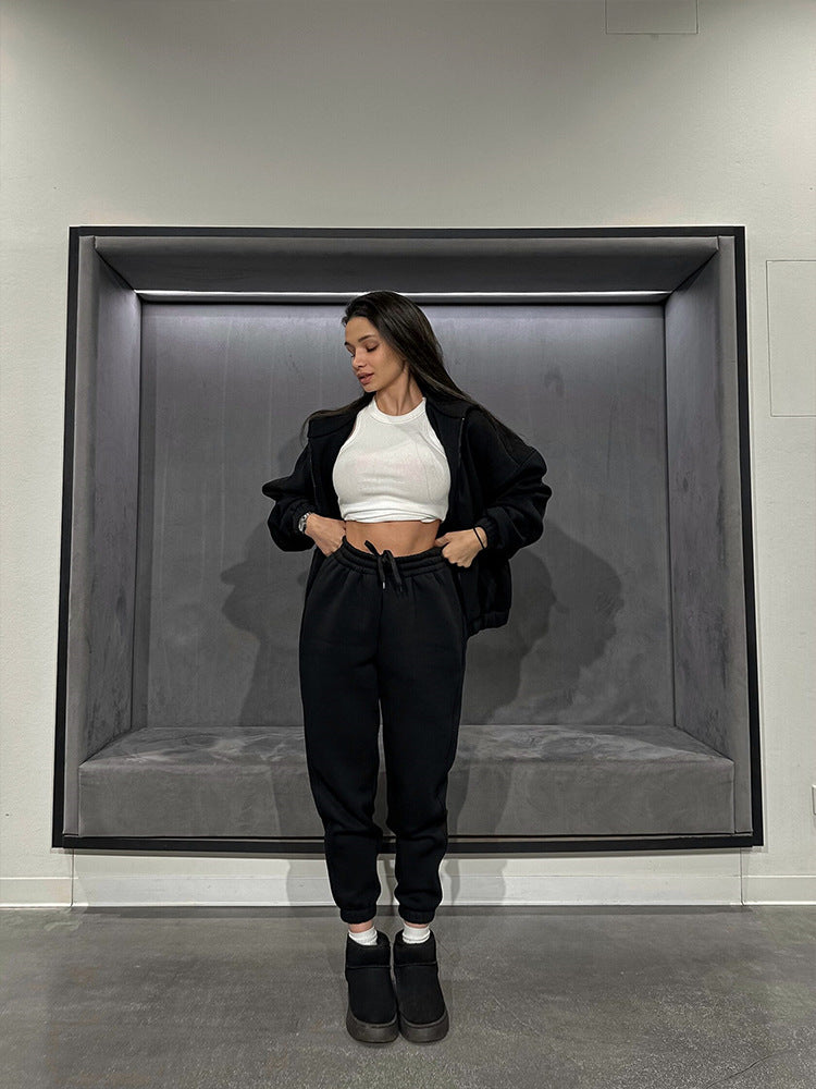 Damer avslappnad loungewear-set med huva och elastisk midja Mirla-Eva Jonsson