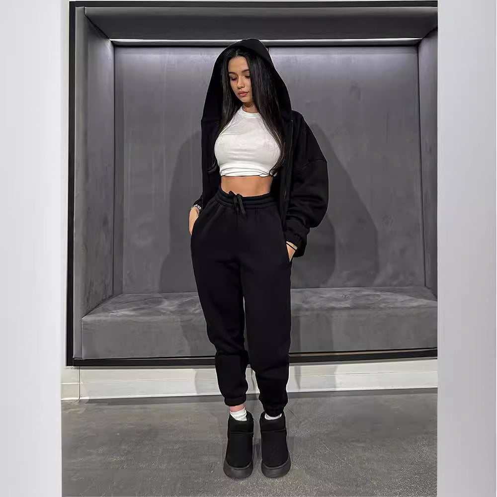 Damer avslappnad loungewear-set med huva och elastisk midja Mirla-Eva Jonsson