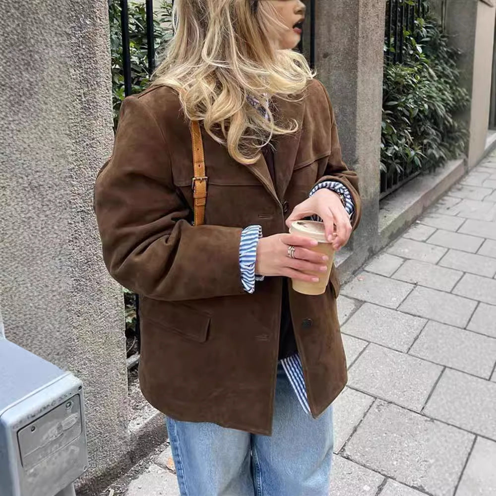 Damer avslappnad mockajacka med oversized skärning Eva Jonsson-Eva Jonsson