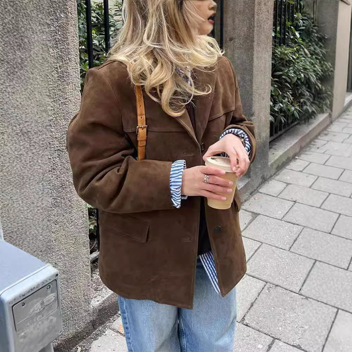 Damer avslappnad mockajacka med oversized skärning Eva Jonsson-Eva Jonsson
