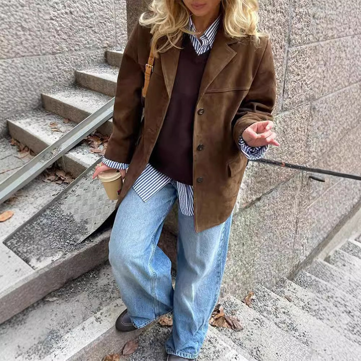 Damer avslappnad mockajacka med oversized skärning Eva Jonsson-Eva Jonsson