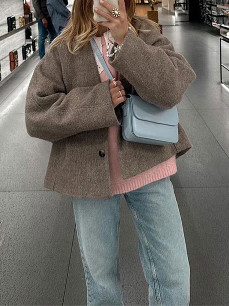 Damer avslappnad mockajacka med oversized skärning Eva Jonsson-Eva Jonsson