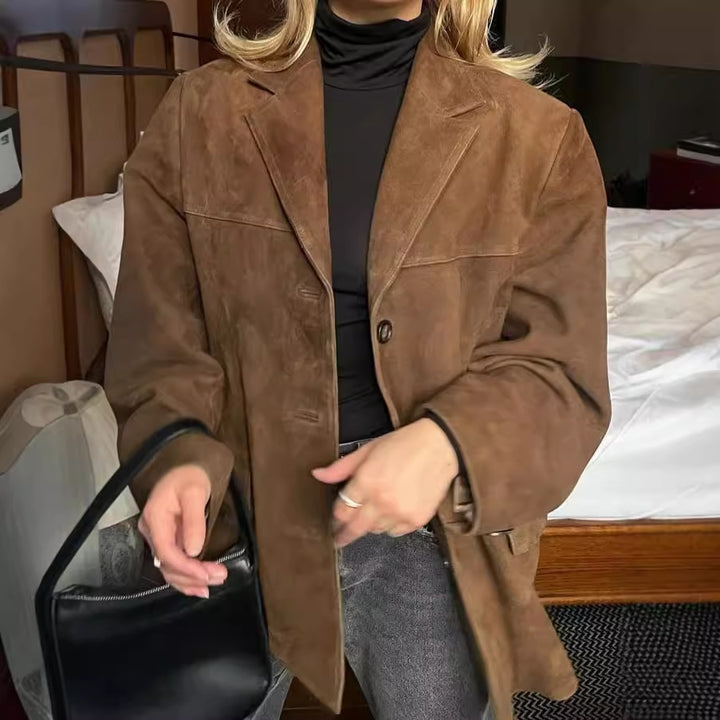 Damer avslappnad mockajacka med oversized skärning Eva Jonsson-Eva Jonsson