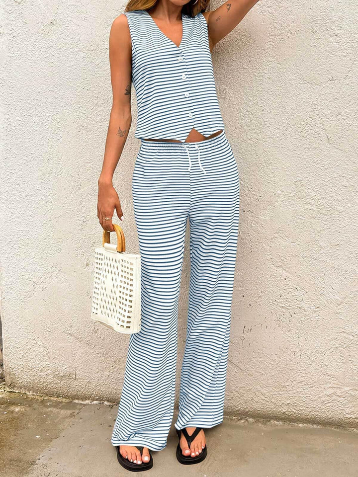 Damer avslappnad och andningsbar jumpsuit-set med knapprad Mirla-Eva Jonsson