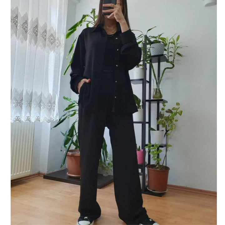 Damer avslappnad och elegant blazer-byxdress Eva Jonsson-Eva Jonsson