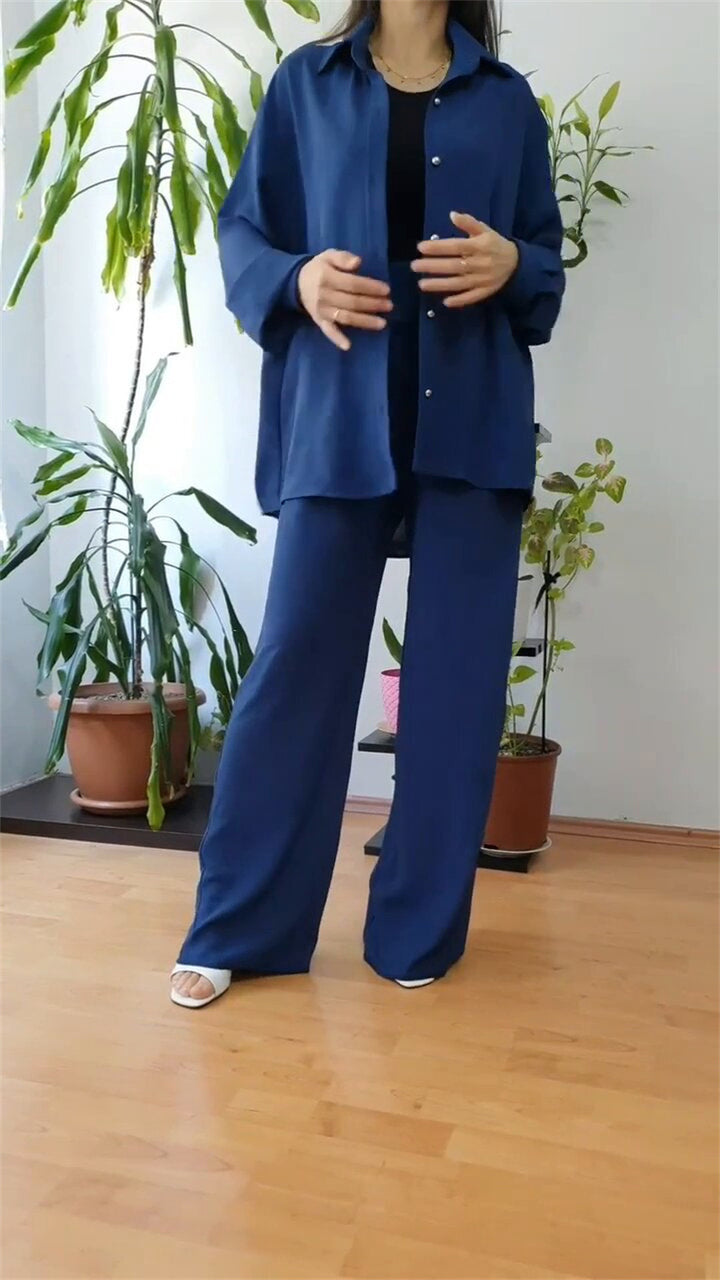 Damer avslappnad och elegant blazer-byxdress Eva Jonsson-Eva Jonsson
