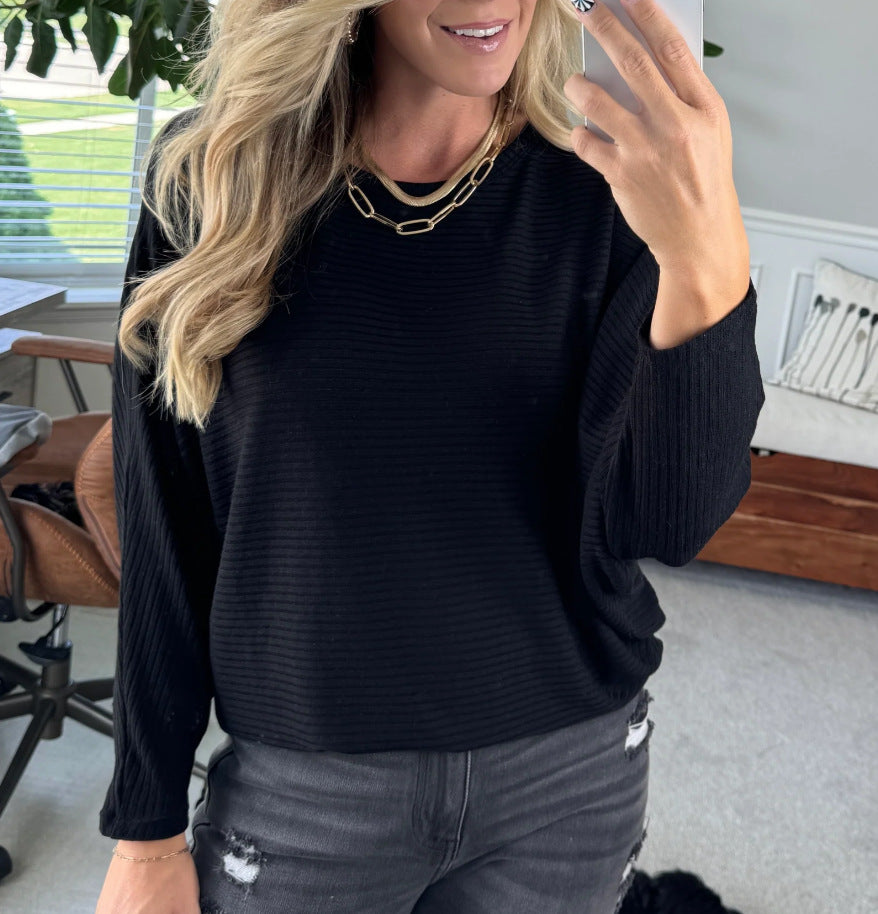 Damer avslappnad och lätt tröja med ribbstruktur Eva Jonsson-Eva Jonsson