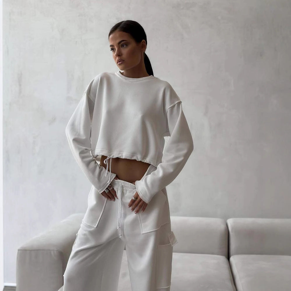 Damer avslappnad och moderiktig cropped sweatshirt med dragsko Eva Jonsson-Eva Jonsson