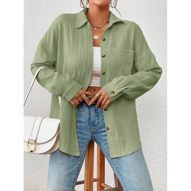 Damer avslappnad overshirt-blus med knaprender Mirla-Eva Jonsson