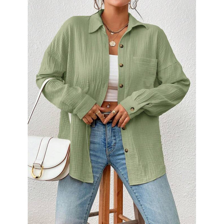 Damer avslappnad overshirt-blus med knaprender Mirla-Eva Jonsson