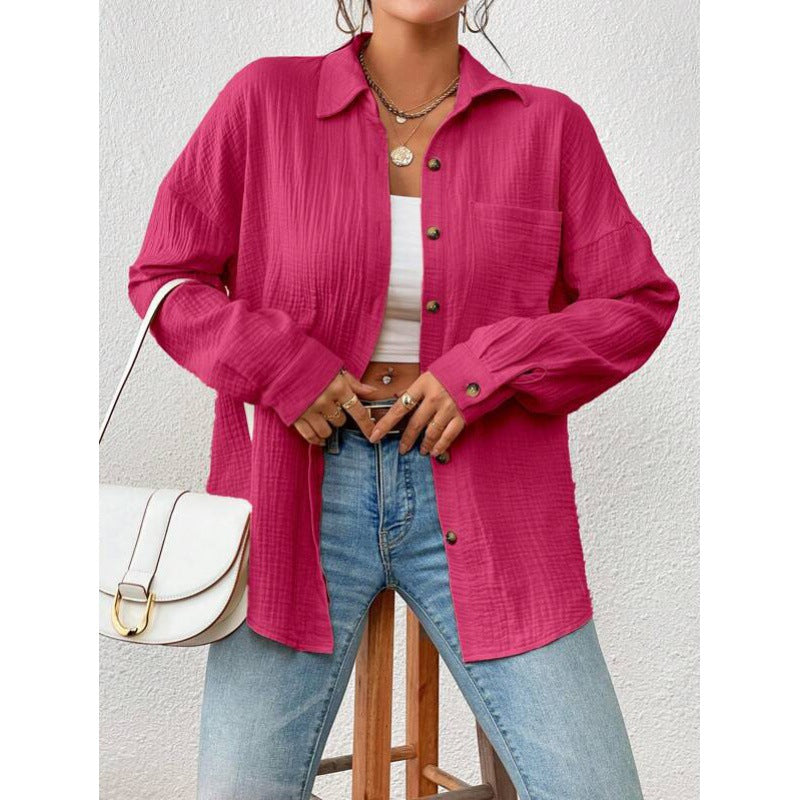 Damer avslappnad overshirt-blus med knaprender Mirla-Eva Jonsson