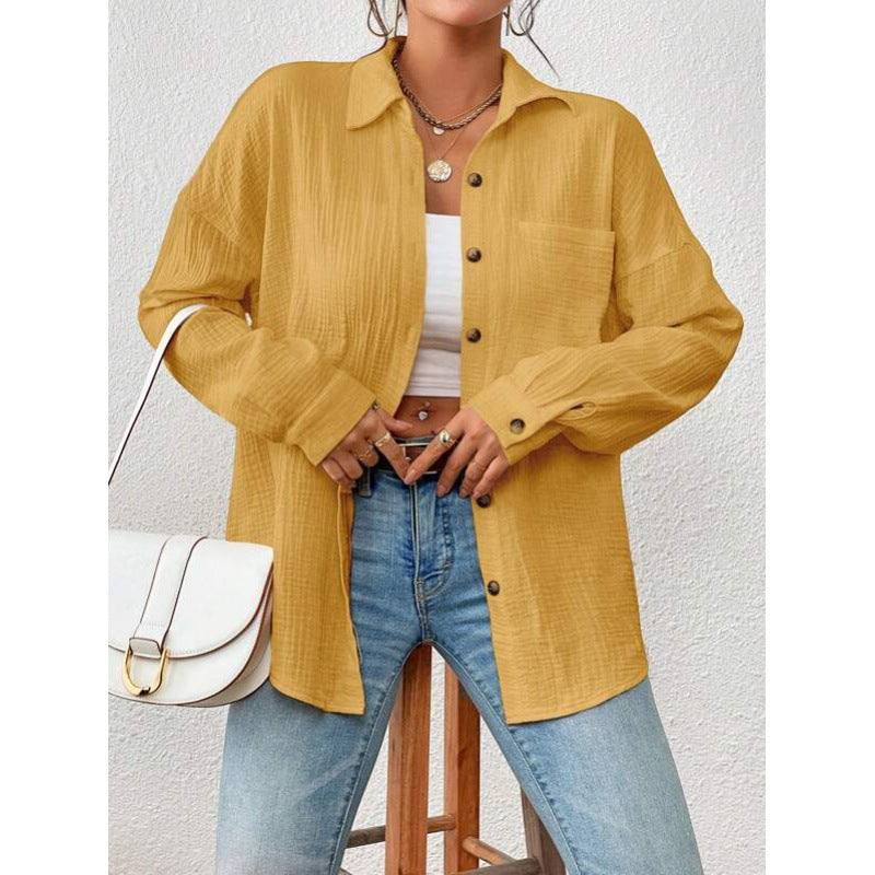 Damer avslappnad overshirt-blus med knaprender Mirla-Eva Jonsson