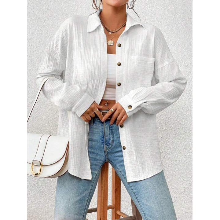 Damer avslappnad overshirt-blus med knaprender Mirla-Eva Jonsson