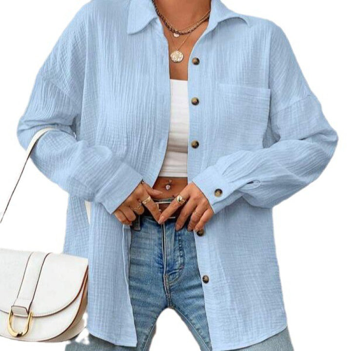 Damer avslappnad overshirt-blus med knaprender Mirla-Eva Jonsson