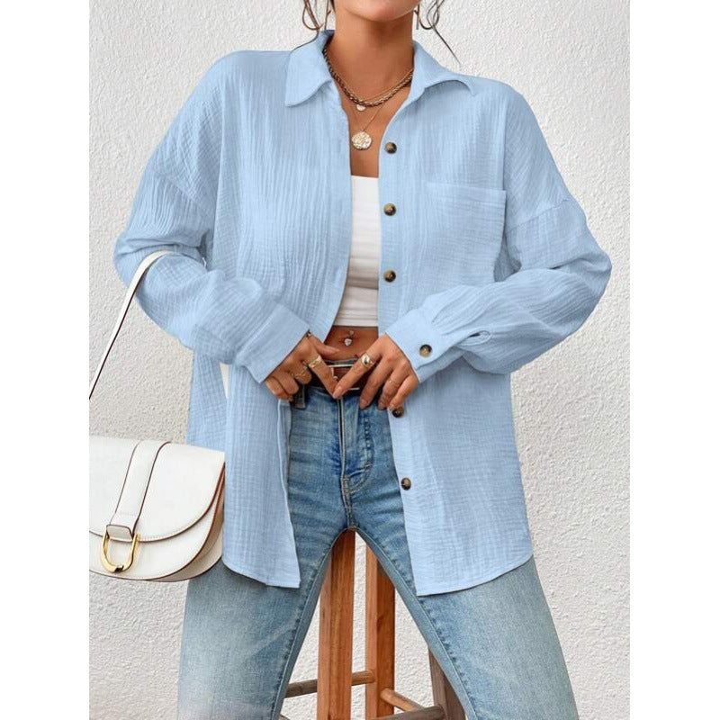 Damer avslappnad overshirt-blus med knaprender Mirla-Eva Jonsson