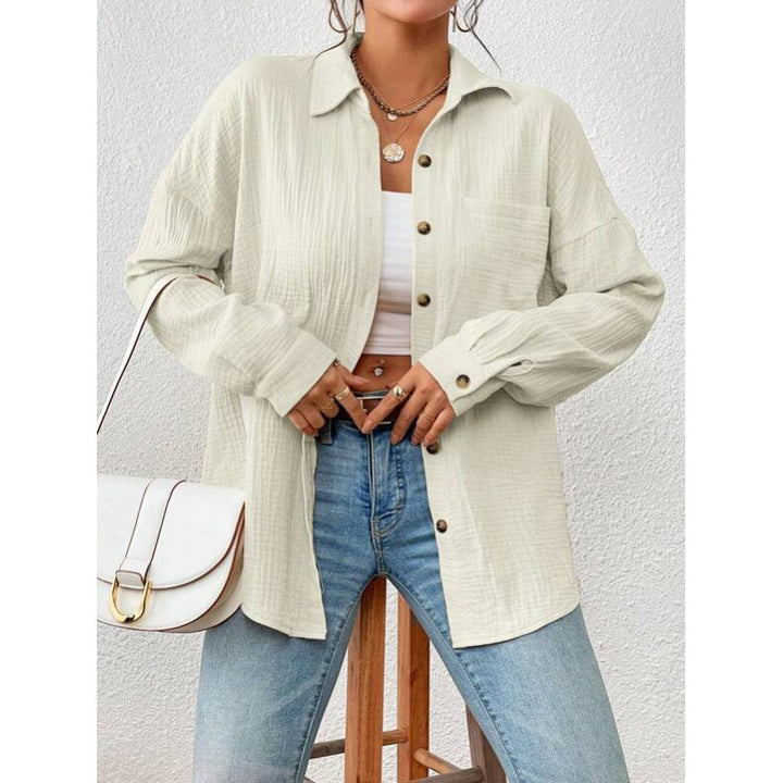 Damer avslappnad overshirt-blus med knaprender Mirla-Eva Jonsson