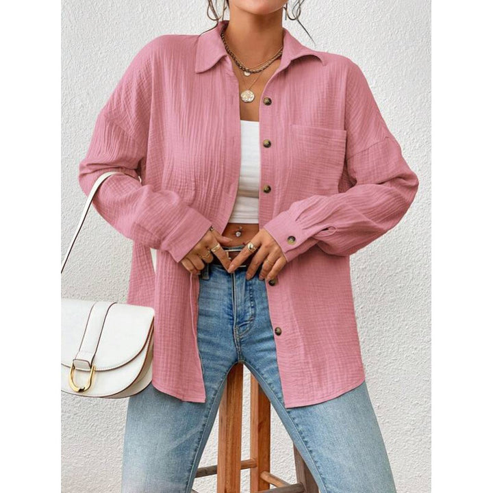 Damer avslappnad overshirt-blus med knaprender Mirla-Eva Jonsson