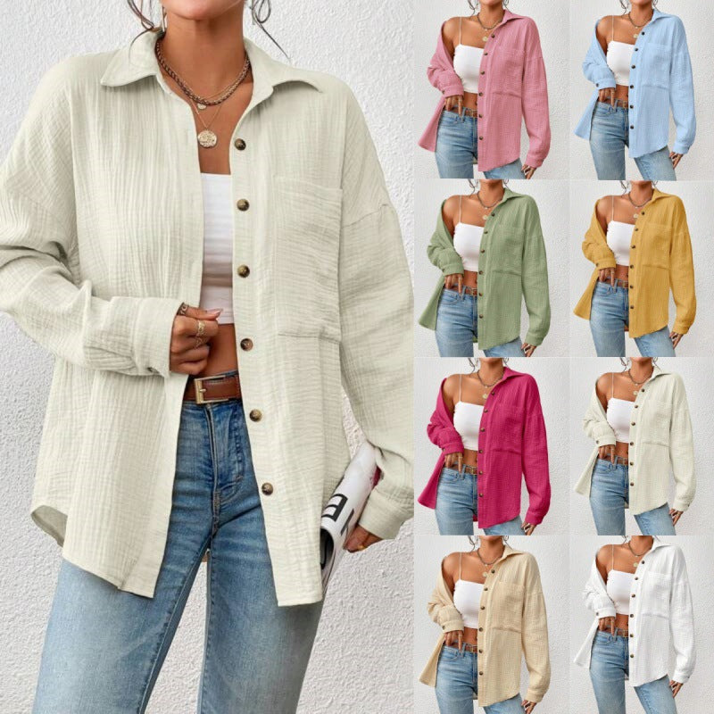 Damer avslappnad overshirt-blus med knaprender Mirla-Eva Jonsson